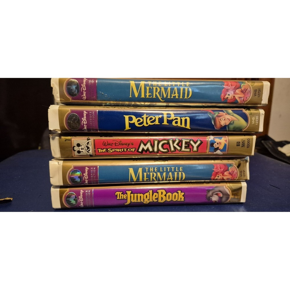 Disney VHS Lot 5 Little Mermaid Peter Pan Jungle Book Mickey